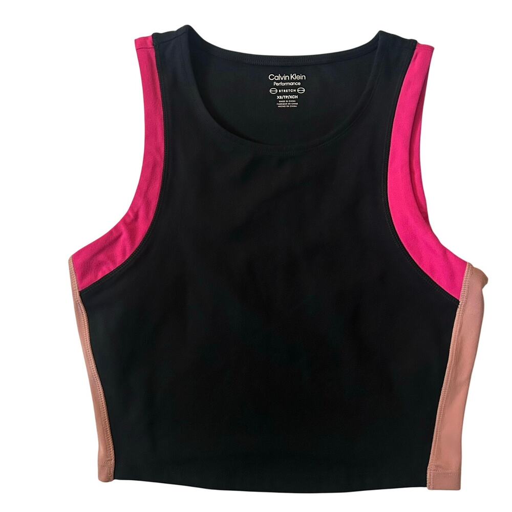 Calvin Klein Longline Color Block Performance Stretch Athletic Sports Bra XS New